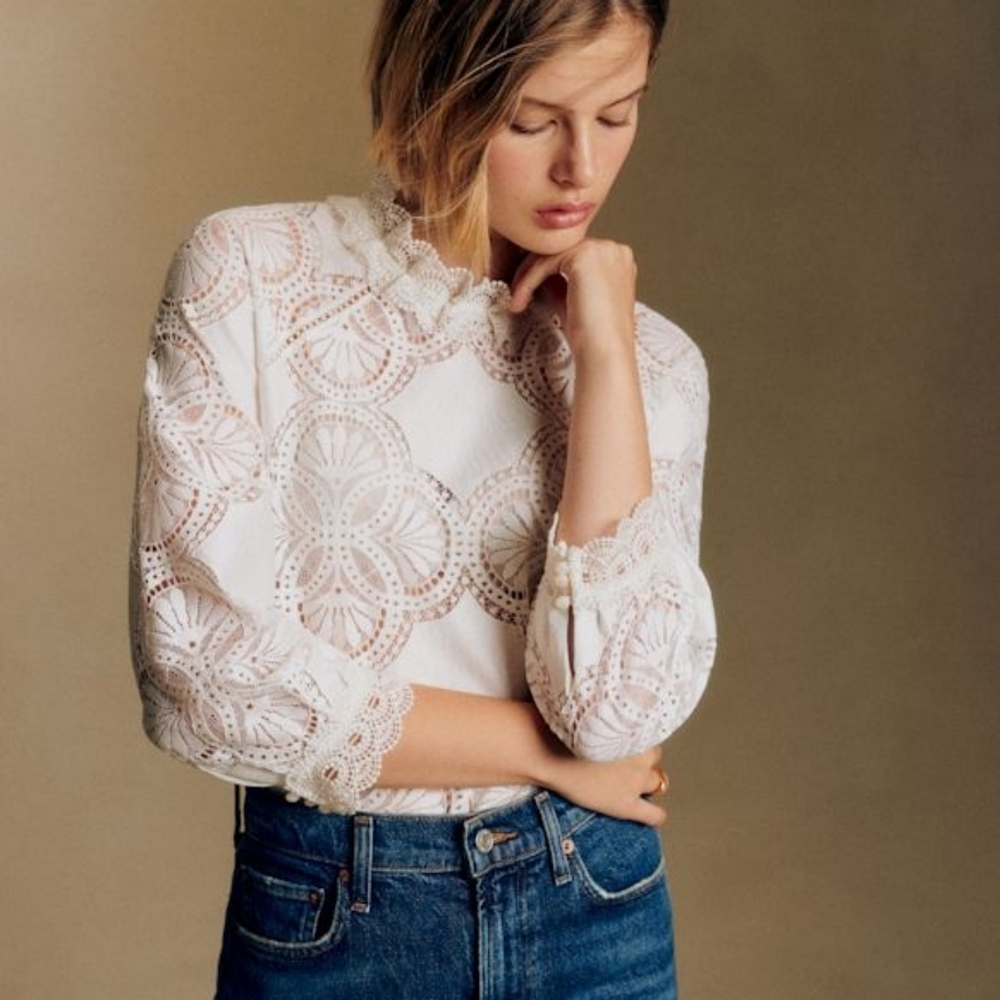 Sezane Ecru Lace Blouse | BIANCA